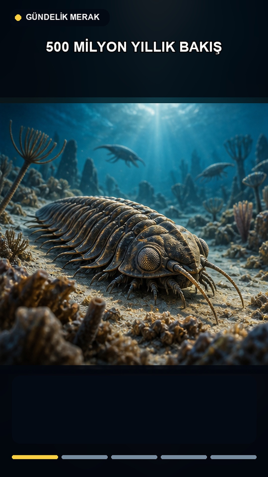 Trilobit ve çok mercekli gözünün temsili canlandırması